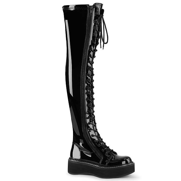 Demonia Women's Emily-375 Thigh High Boots - Black Patent D1896-02US Clearance
